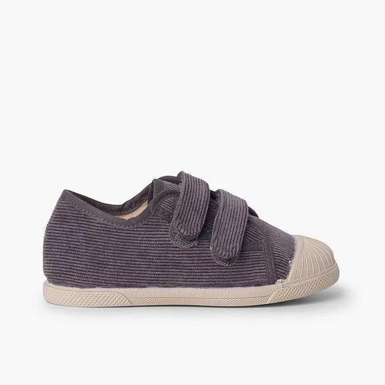 Sale Corduroy Trainers With Rubber Toe And Double Closure Girls Trainers