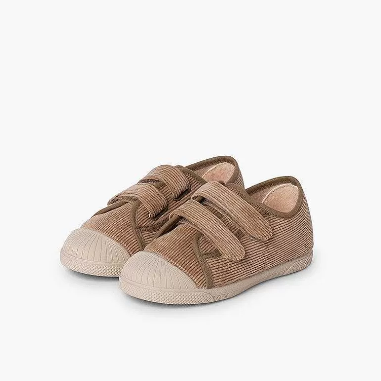 Sale Corduroy Trainers With Rubber Toe And Double Closure Girls Trainers