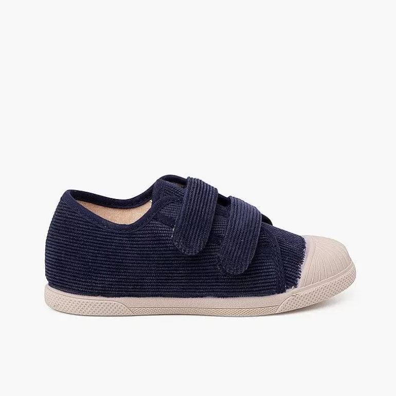 Sale Corduroy Trainers With Rubber Toe And Double Closure Girls Trainers