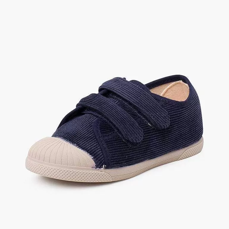 Sale Corduroy Trainers With Rubber Toe And Double Closure Girls Trainers