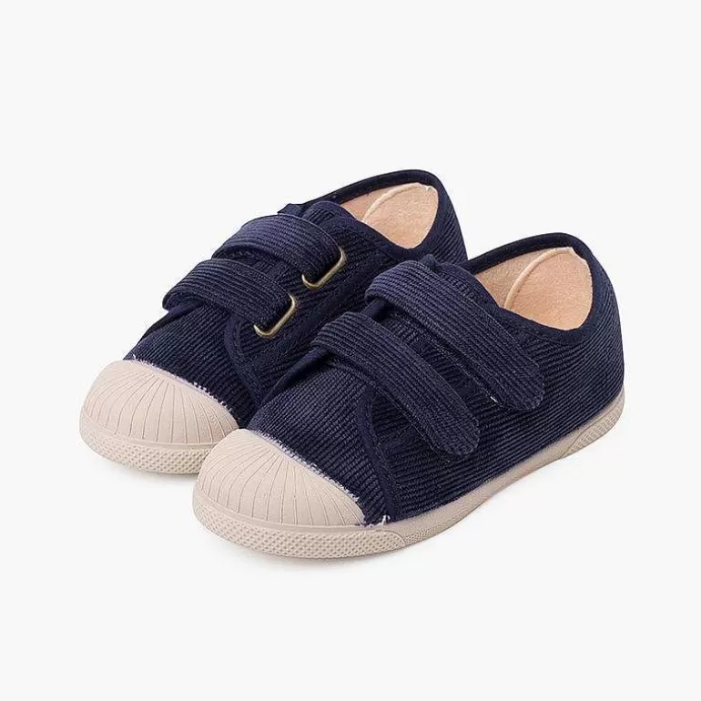 Sale Corduroy Trainers With Rubber Toe And Double Closure Girls Trainers
