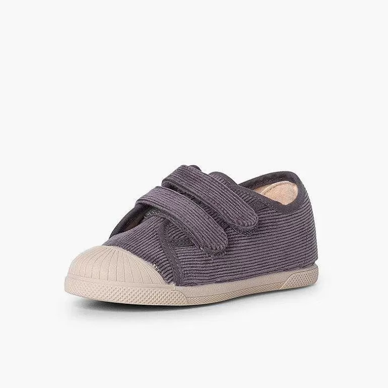 Sale Corduroy Trainers With Rubber Toe And Double Closure Girls Trainers