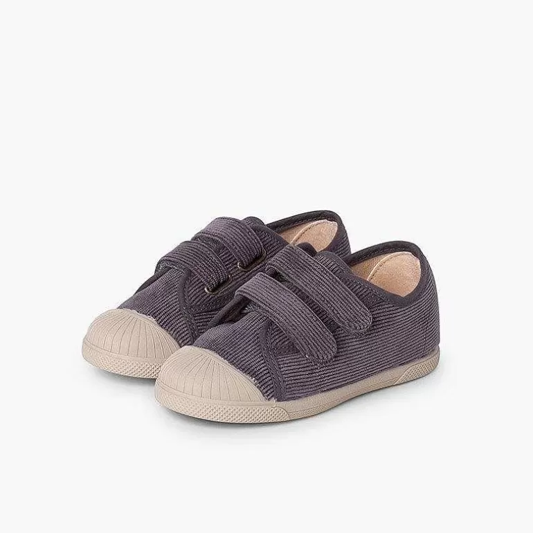 Sale Corduroy Trainers With Rubber Toe And Double Closure Girls Trainers