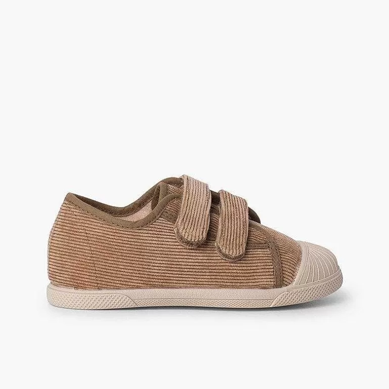 Sale Corduroy Trainers With Rubber Toe And Double Closure Girls Trainers