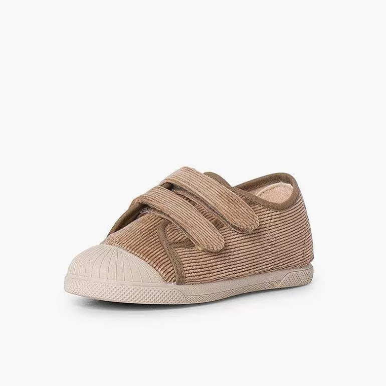 Sale Corduroy Trainers With Rubber Toe And Double Closure Girls Trainers