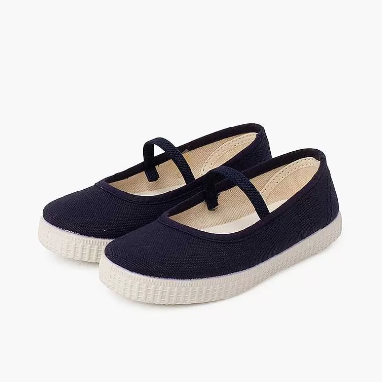Best Sale Eco Canvas Ballet Pumps With Elastic Strap And Trainers Outsole Girls Ballet Pumps And Flats