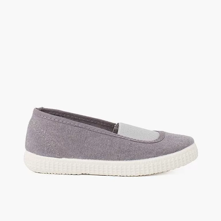 Best Sale Elastic Eco Canvas Flats And Sneaker-Type Sole Girls Ballet Pumps And Flats