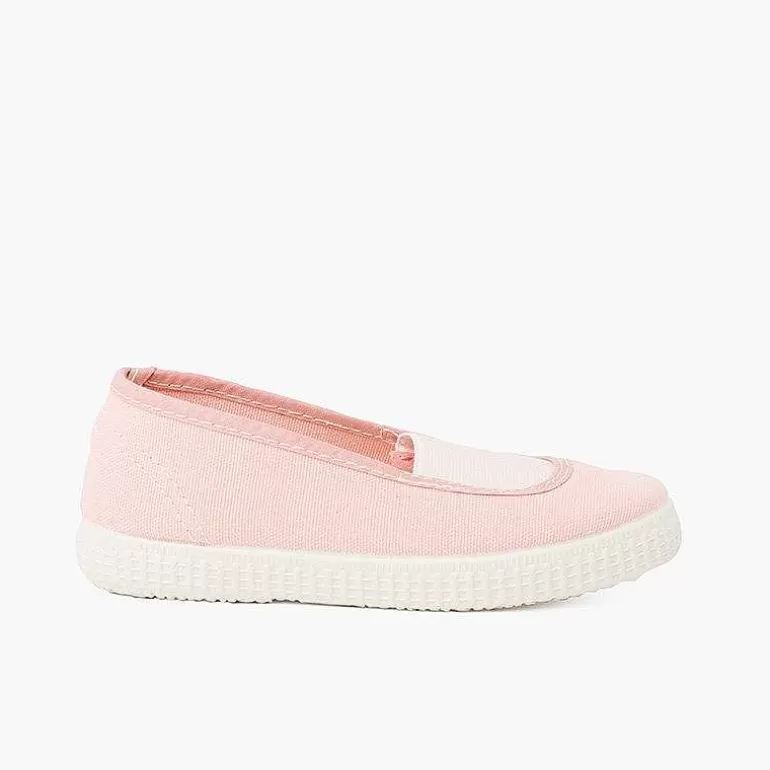 Best Sale Elastic Eco Canvas Flats And Sneaker-Type Sole Girls Ballet Pumps And Flats