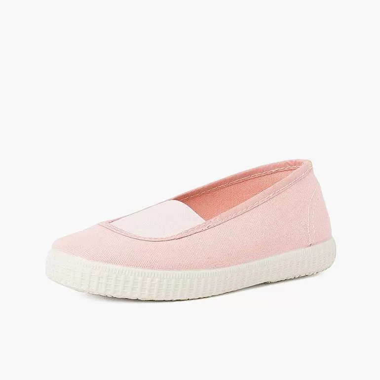Best Sale Elastic Eco Canvas Flats And Sneaker-Type Sole Girls Ballet Pumps And Flats