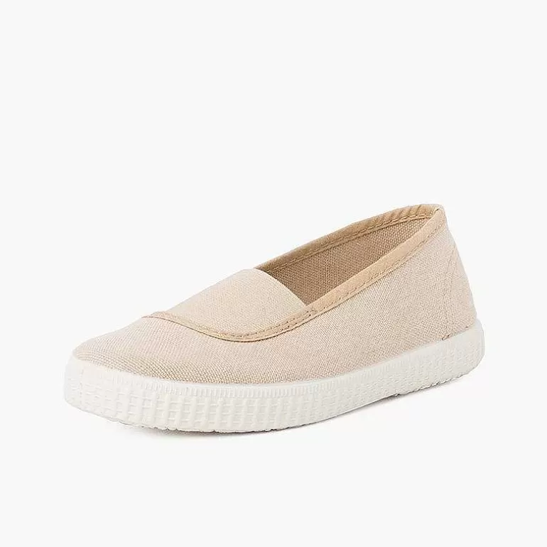 Best Sale Elastic Eco Canvas Flats And Sneaker-Type Sole Girls Ballet Pumps And Flats