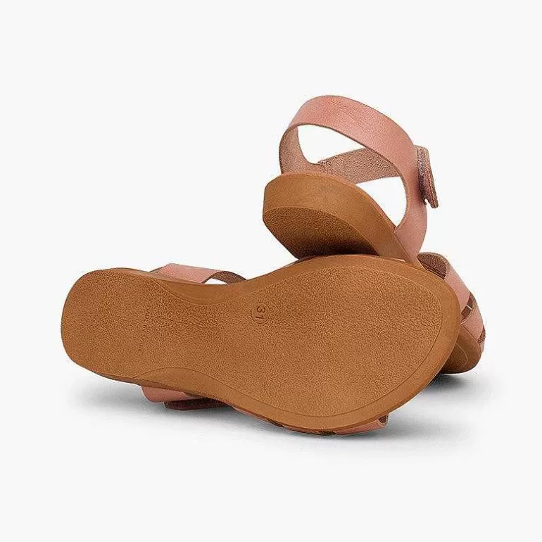 Cheap Girls' Leather Sandals With Crossed Straps And Loop Fasteners Closure Girls Sandals