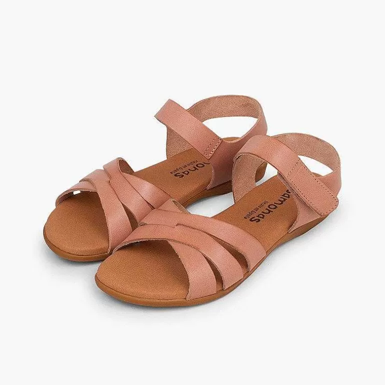 Cheap Girls' Leather Sandals With Crossed Straps And Loop Fasteners Closure Girls Sandals