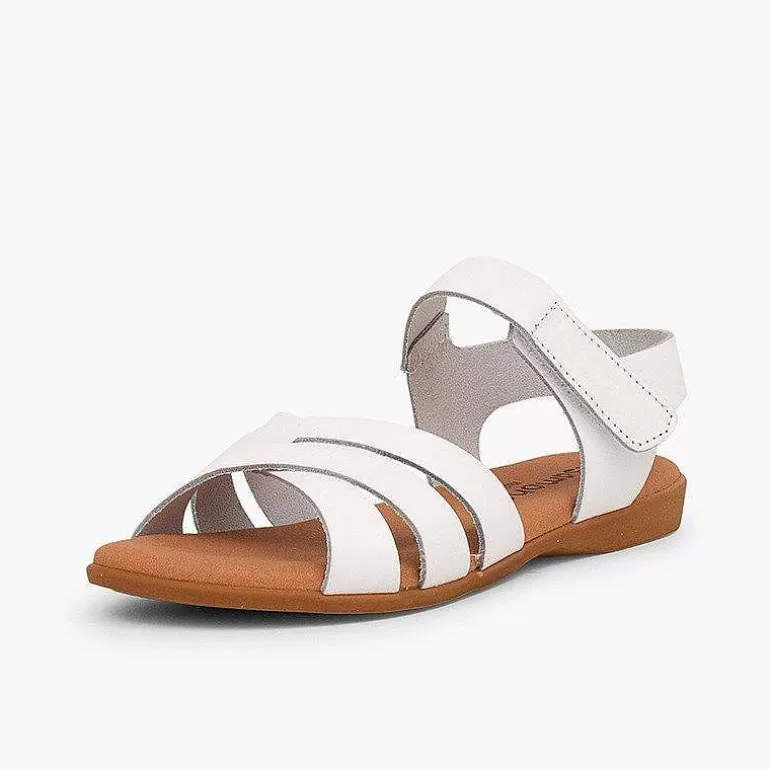 Cheap Girls' Leather Sandals With Crossed Straps And Loop Fasteners Closure Girls Sandals