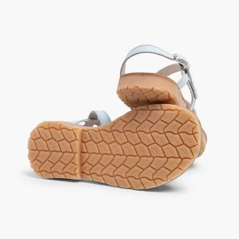 Outlet Girls' Leather Sandals With Crossover Strap And Mother Of Pearl Effect Girls Sandals