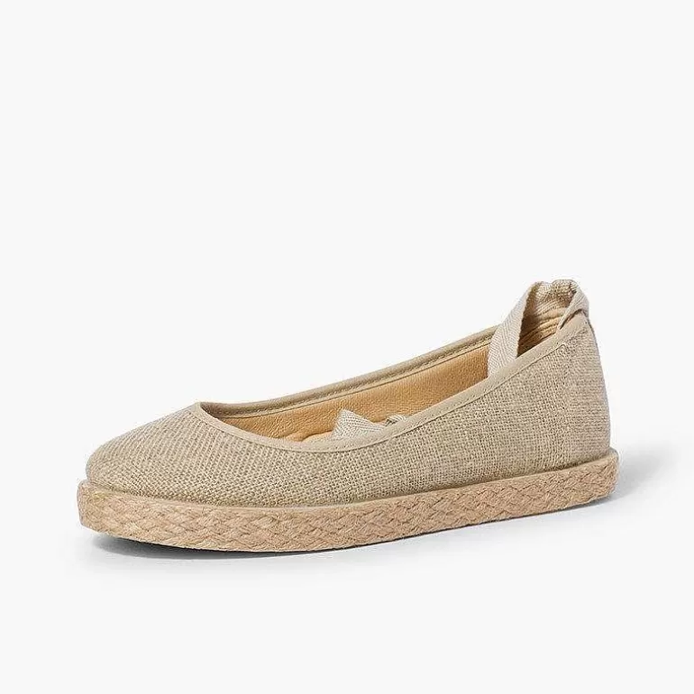 Discount Girls´ Linen Ballet Pumps With Lace Ribbon And Jute Sole Women Ballet Pumps And Flats