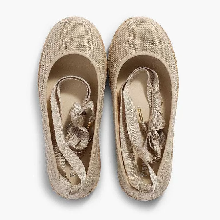 Discount Girls´ Linen Ballet Pumps With Lace Ribbon And Jute Sole Women Ballet Pumps And Flats