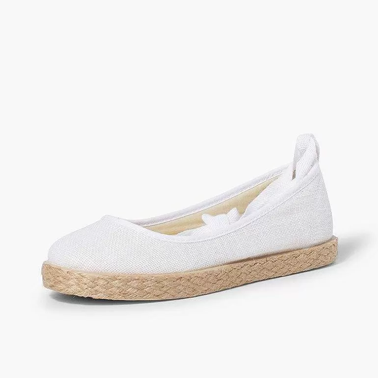 Discount Girls´ Linen Ballet Pumps With Lace Ribbon And Jute Sole Women Ballet Pumps And Flats