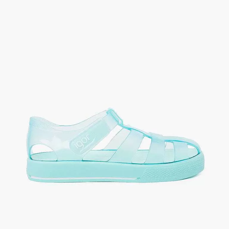 Store Jelly Shoes With Loop Fasteners Colored Sole Girls Jelly Sandals And Beachwear