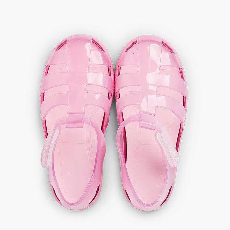 Store Jelly Shoes With Loop Fasteners Colored Sole Girls Jelly Sandals And Beachwear