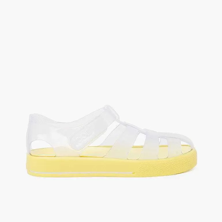 Store Jelly Shoes With Loop Fasteners Colored Sole Girls Jelly Sandals And Beachwear