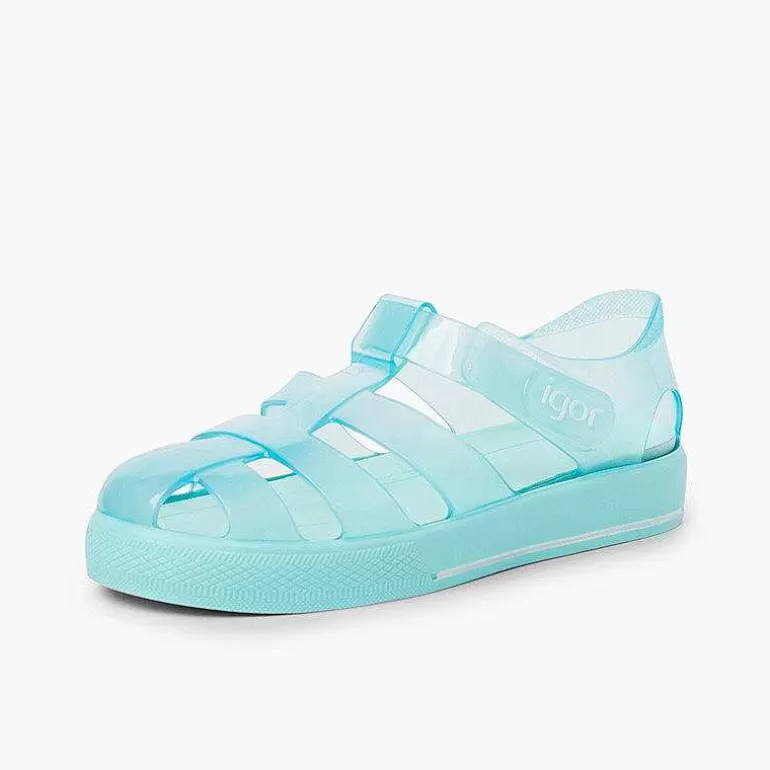 Store Jelly Shoes With Loop Fasteners Colored Sole Girls Jelly Sandals And Beachwear