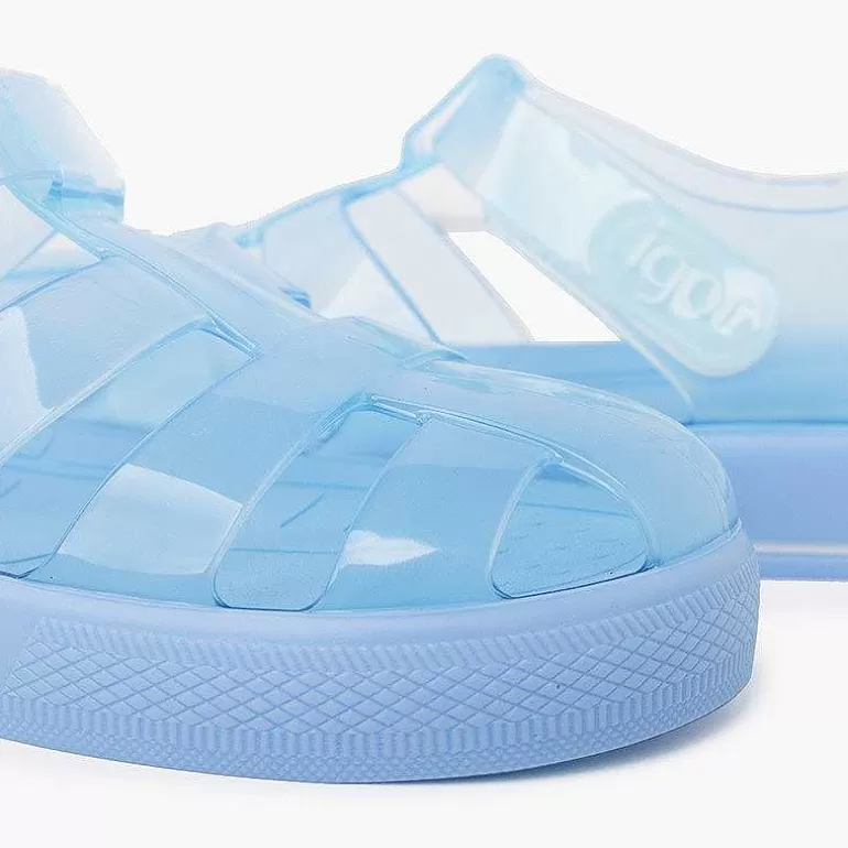 Store Jelly Shoes With Loop Fasteners Colored Sole Girls Jelly Sandals And Beachwear