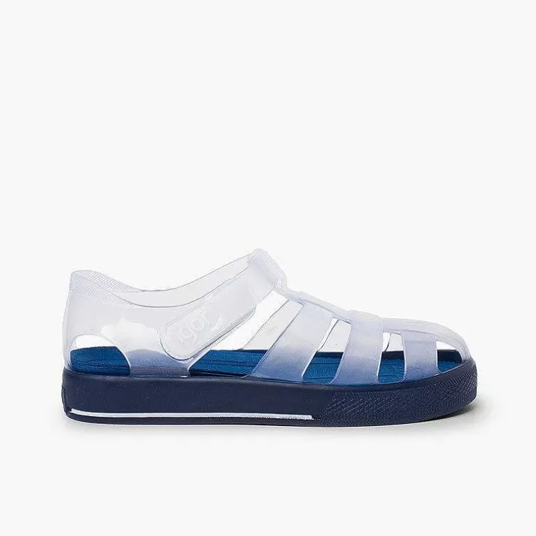 Store Jelly Shoes With Loop Fasteners Colored Sole Girls Jelly Sandals And Beachwear