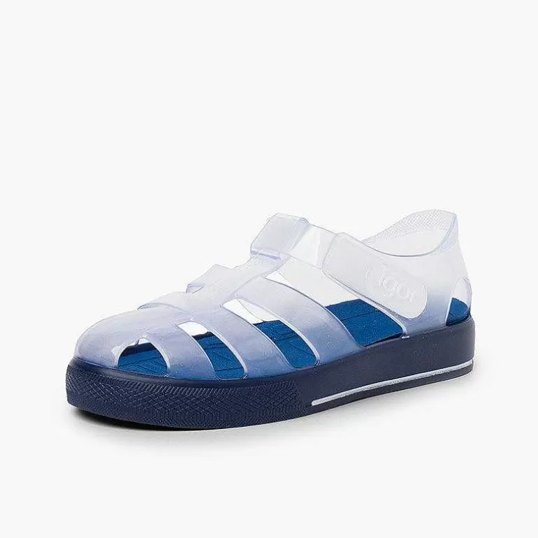 Store Jelly Shoes With Loop Fasteners Colored Sole Girls Jelly Sandals And Beachwear