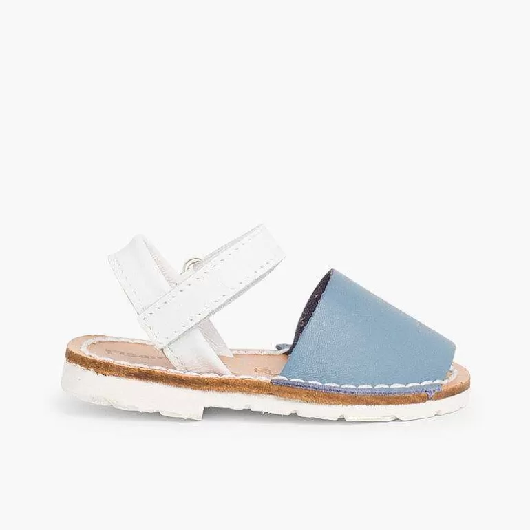 Cheap Kids Two-Tone Avarca Menorcan Sandals With Loop Fasteners - Special Edition White Sole Girls Avarcas Menorcan Sandals