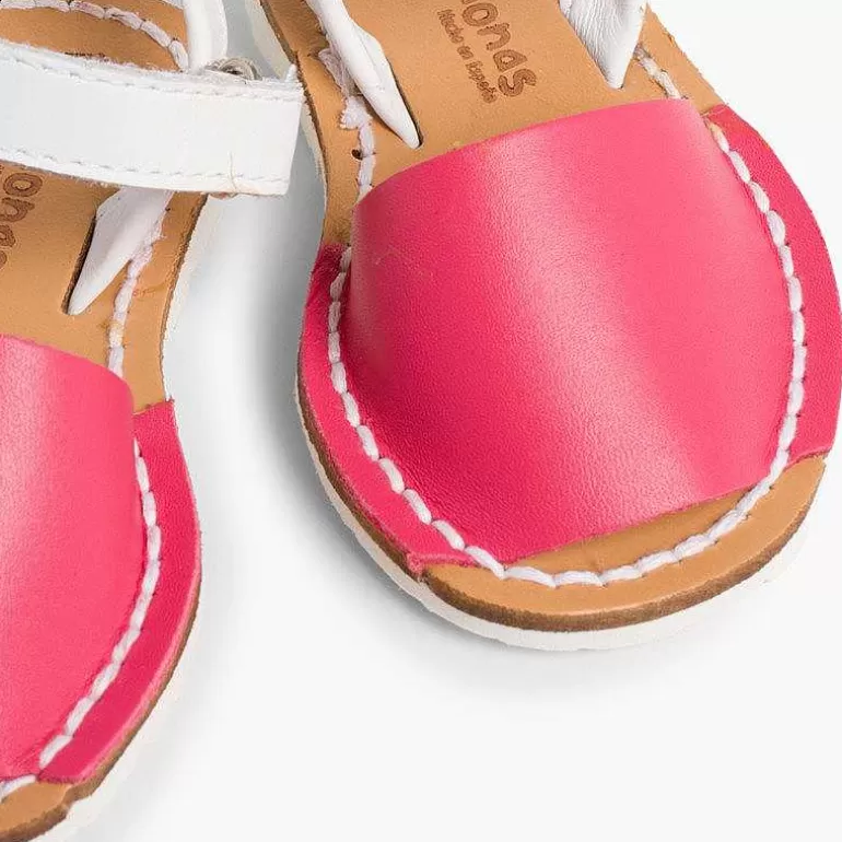 Cheap Kids Two-Tone Avarca Menorcan Sandals With Loop Fasteners - Special Edition White Sole Girls Avarcas Menorcan Sandals