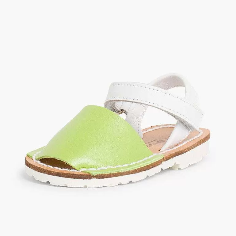 Cheap Kids Two-Tone Avarca Menorcan Sandals With Loop Fasteners - Special Edition White Sole Girls Avarcas Menorcan Sandals
