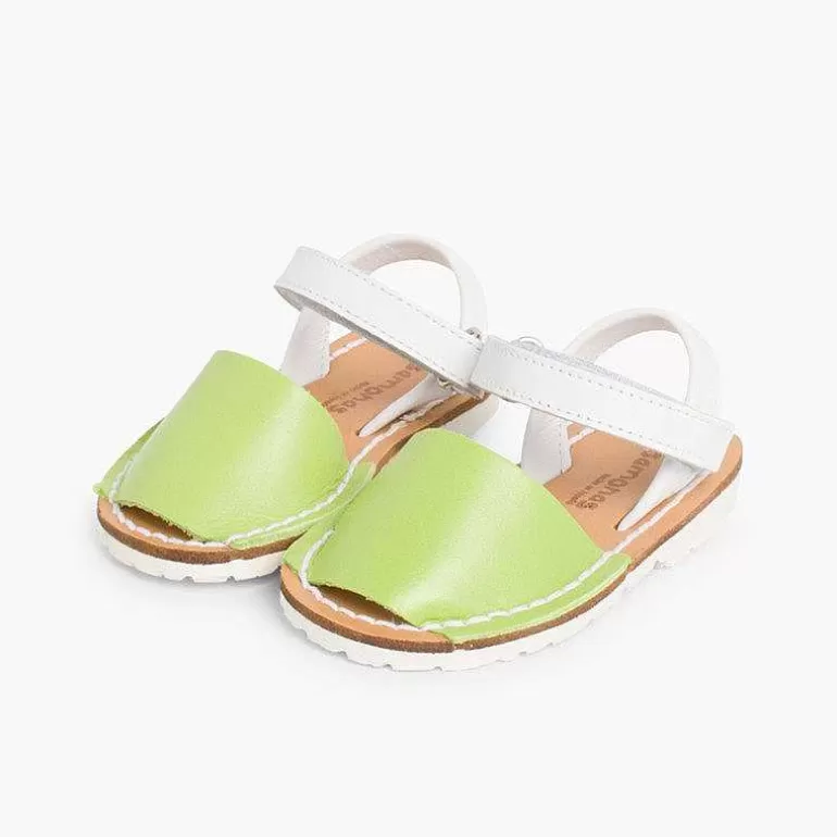 Cheap Kids Two-Tone Avarca Menorcan Sandals With Loop Fasteners - Special Edition White Sole Girls Avarcas Menorcan Sandals
