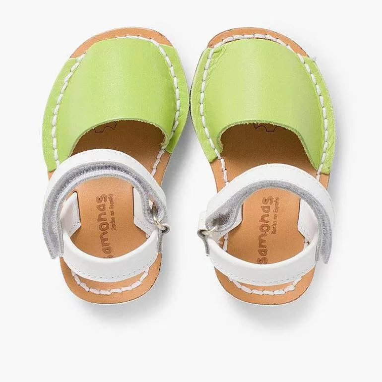 Cheap Kids Two-Tone Avarca Menorcan Sandals With Loop Fasteners - Special Edition White Sole Girls Avarcas Menorcan Sandals