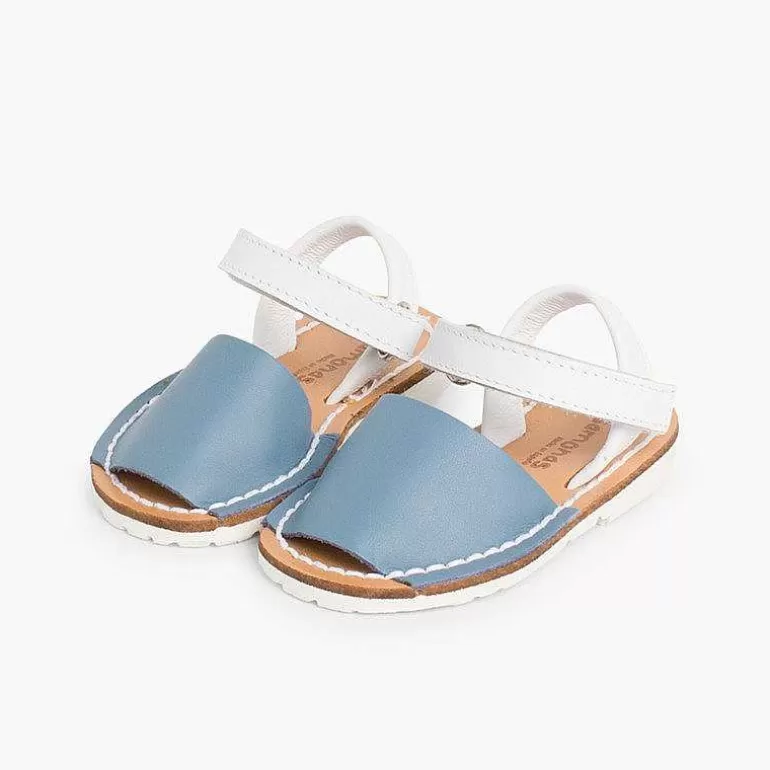 Cheap Kids Two-Tone Avarca Menorcan Sandals With Loop Fasteners - Special Edition White Sole Girls Avarcas Menorcan Sandals