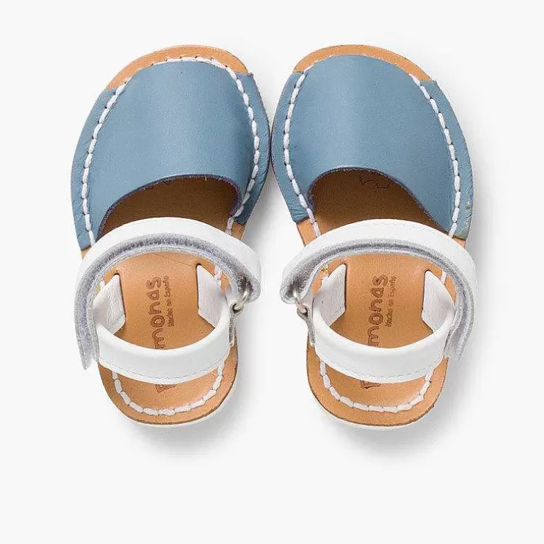 Cheap Kids Two-Tone Avarca Menorcan Sandals With Loop Fasteners - Special Edition White Sole Girls Avarcas Menorcan Sandals