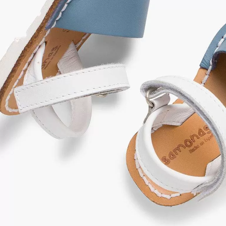 Cheap Kids Two-Tone Avarca Menorcan Sandals With Loop Fasteners - Special Edition White Sole Girls Avarcas Menorcan Sandals