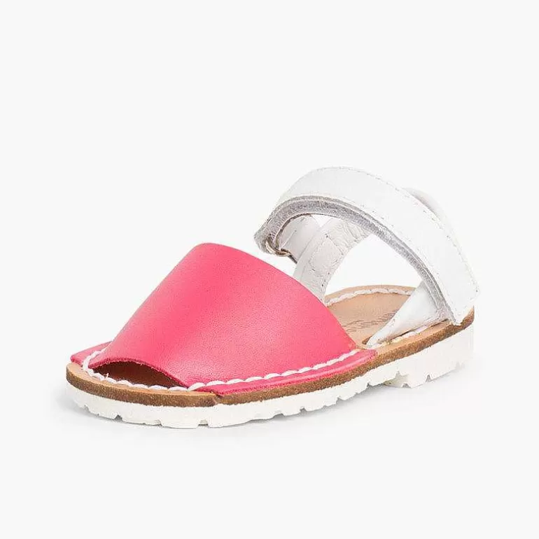 Cheap Kids Two-Tone Avarca Menorcan Sandals With Loop Fasteners - Special Edition White Sole Girls Avarcas Menorcan Sandals