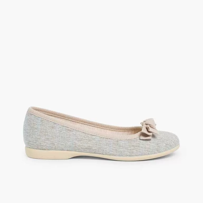 Clearance Linen Ballerina Pumps With Bow For Girls And Women Women Ballet Pumps And Flats