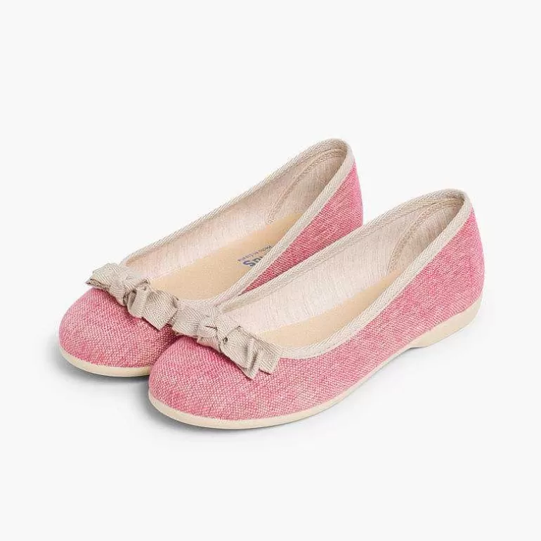 Clearance Linen Ballerina Pumps With Bow For Girls And Women Women Ballet Pumps And Flats