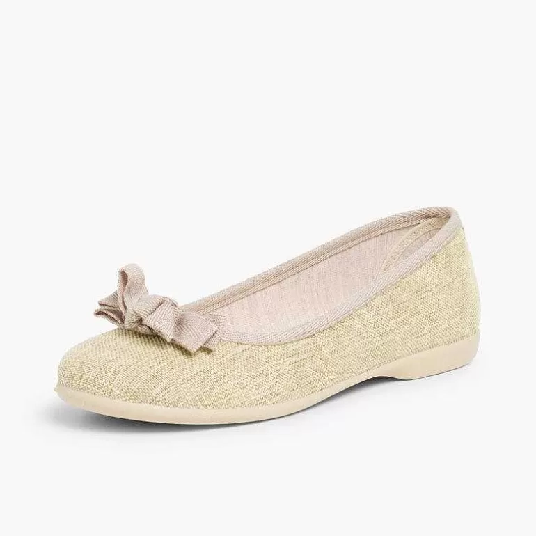 Clearance Linen Ballerina Pumps With Bow For Girls And Women Women Ballet Pumps And Flats