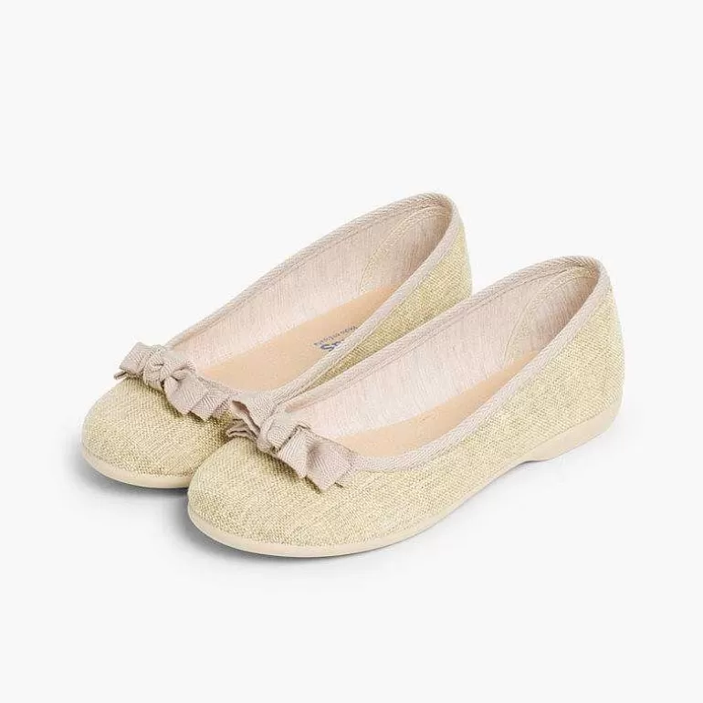 Clearance Linen Ballerina Pumps With Bow For Girls And Women Women Ballet Pumps And Flats
