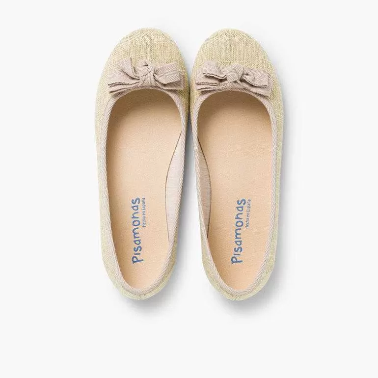 Clearance Linen Ballerina Pumps With Bow For Girls And Women Women Ballet Pumps And Flats