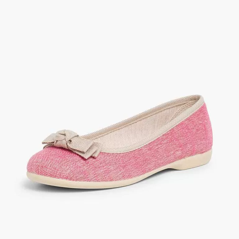 Clearance Linen Ballerina Pumps With Bow For Girls And Women Women Ballet Pumps And Flats