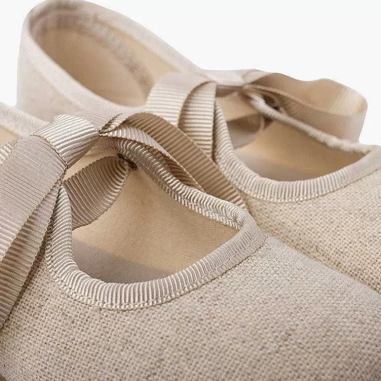 Shop Linen Type Mary Janes With Bow-Tie Girls Mary Janes