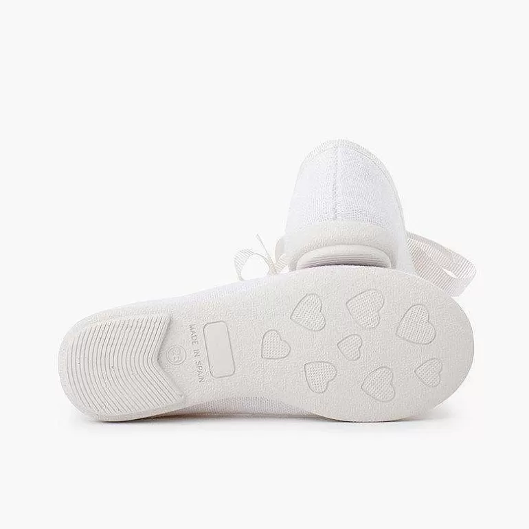Shop Linen Type Mary Janes With Bow-Tie Girls Mary Janes