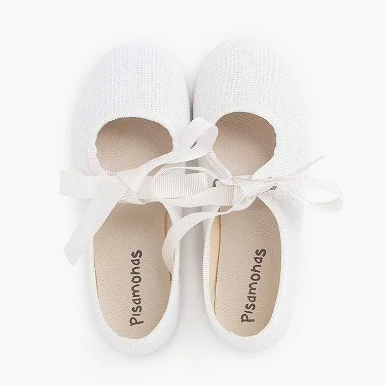 Shop Linen Type Mary Janes With Bow-Tie Girls Mary Janes