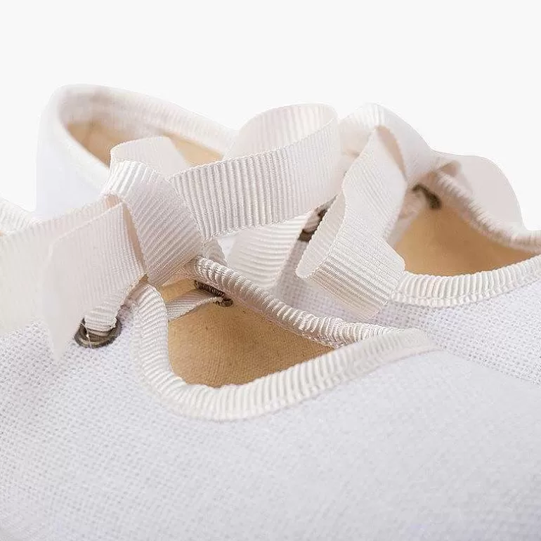 Shop Linen Type Mary Janes With Bow-Tie Girls Mary Janes