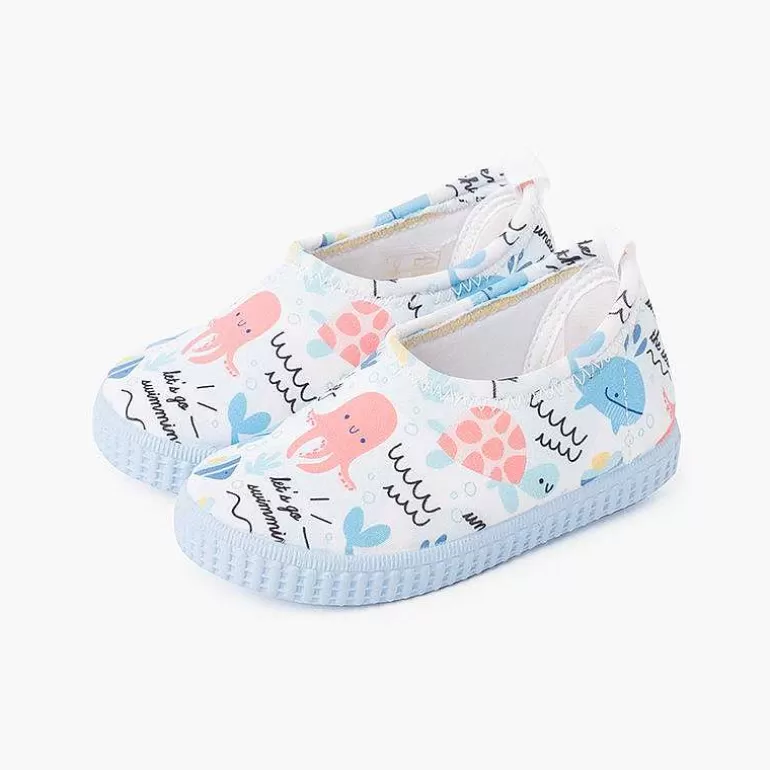 Clearance Neoprene Type Closed Trainers With Drawings Girls Jelly Sandals And Beachwear