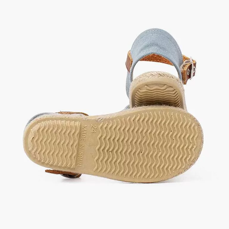 Best Sale Recycled Canvas Espadrilles With Leather Type Strip Girls Espadrilles