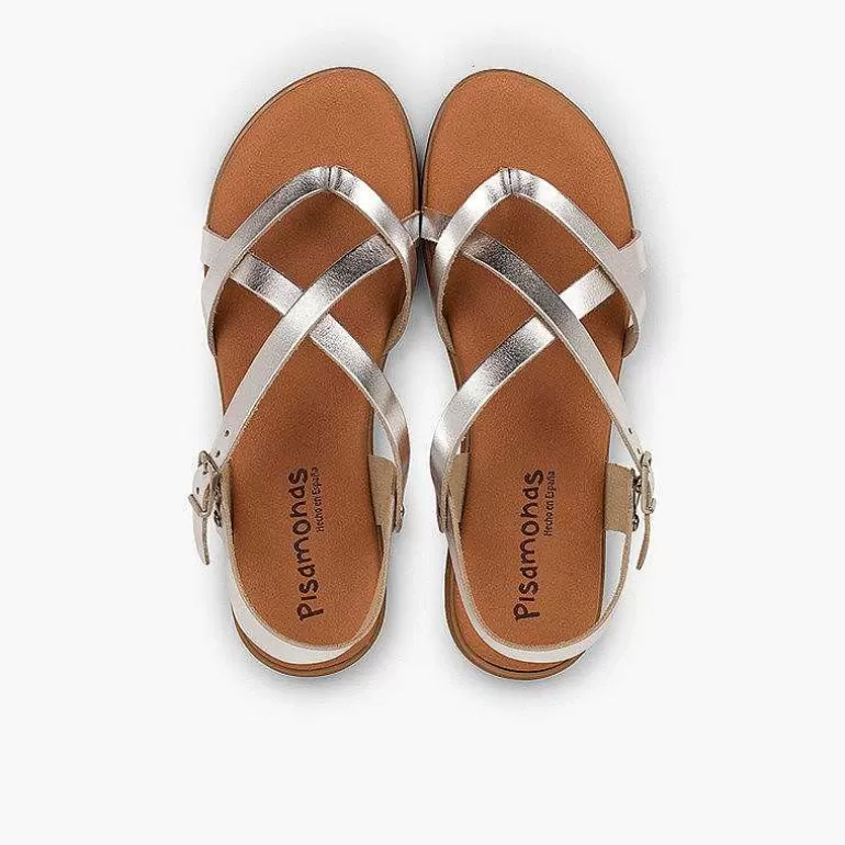 Discount Roman Sandals With Metallic Straps For Women And Girls Girls Sandals